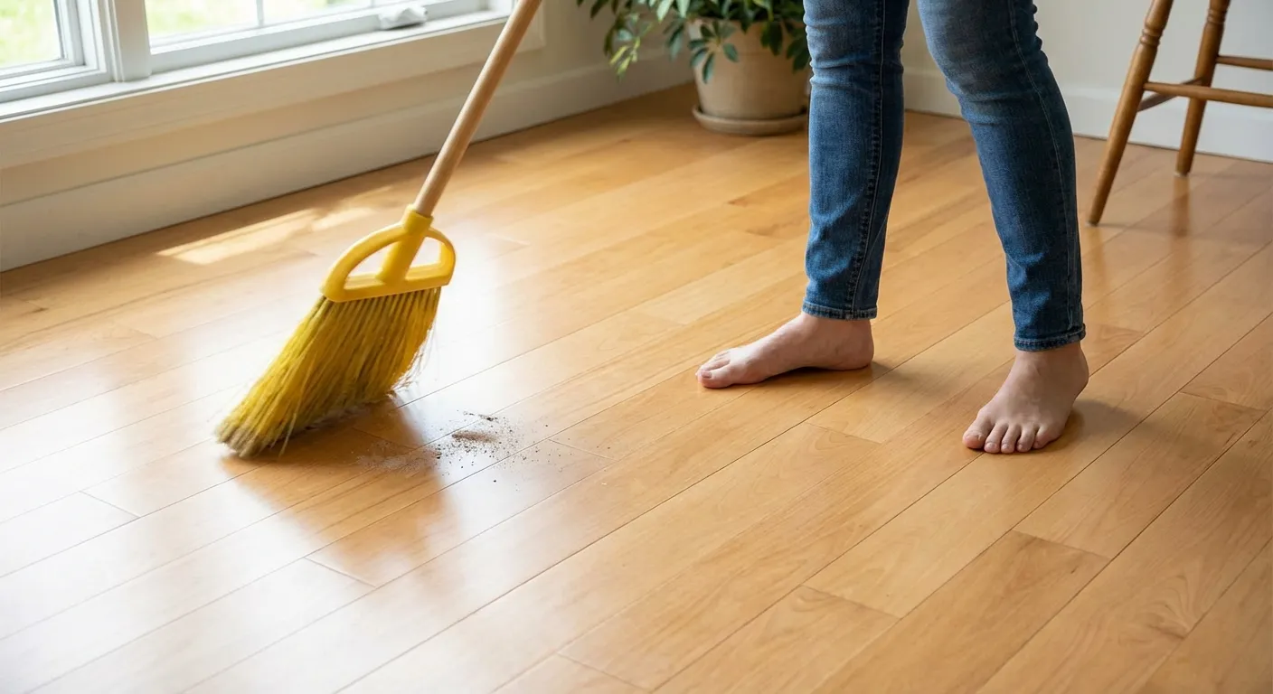 Sweeping hardwood floors