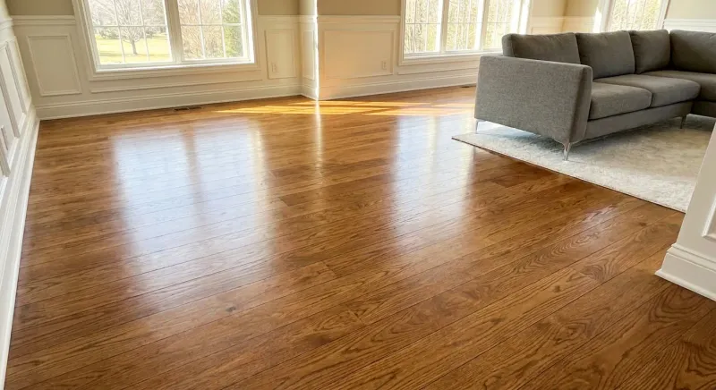 Refinished heart pine floors in an Avondale Estates Tudor home